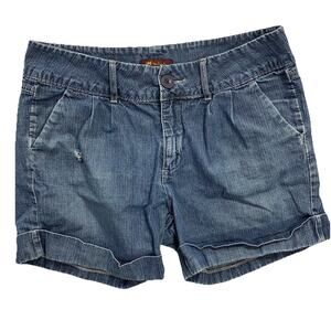 Lee‎ Denim Shorts Womens 14M Blue One True Fit Low Rise Cuffed Pleated LCWH32881